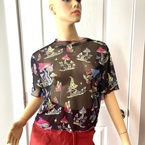 Mushroom Black Crop Top